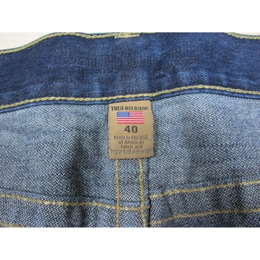 True Religion Men's Designer Jeans - Geno Relaxed Slim USA Black Size 42x34 Blue